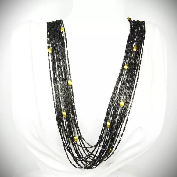 DAVID YURMANRare Sterling Silver 18K Yellow Gold Multistrand Long Necklace